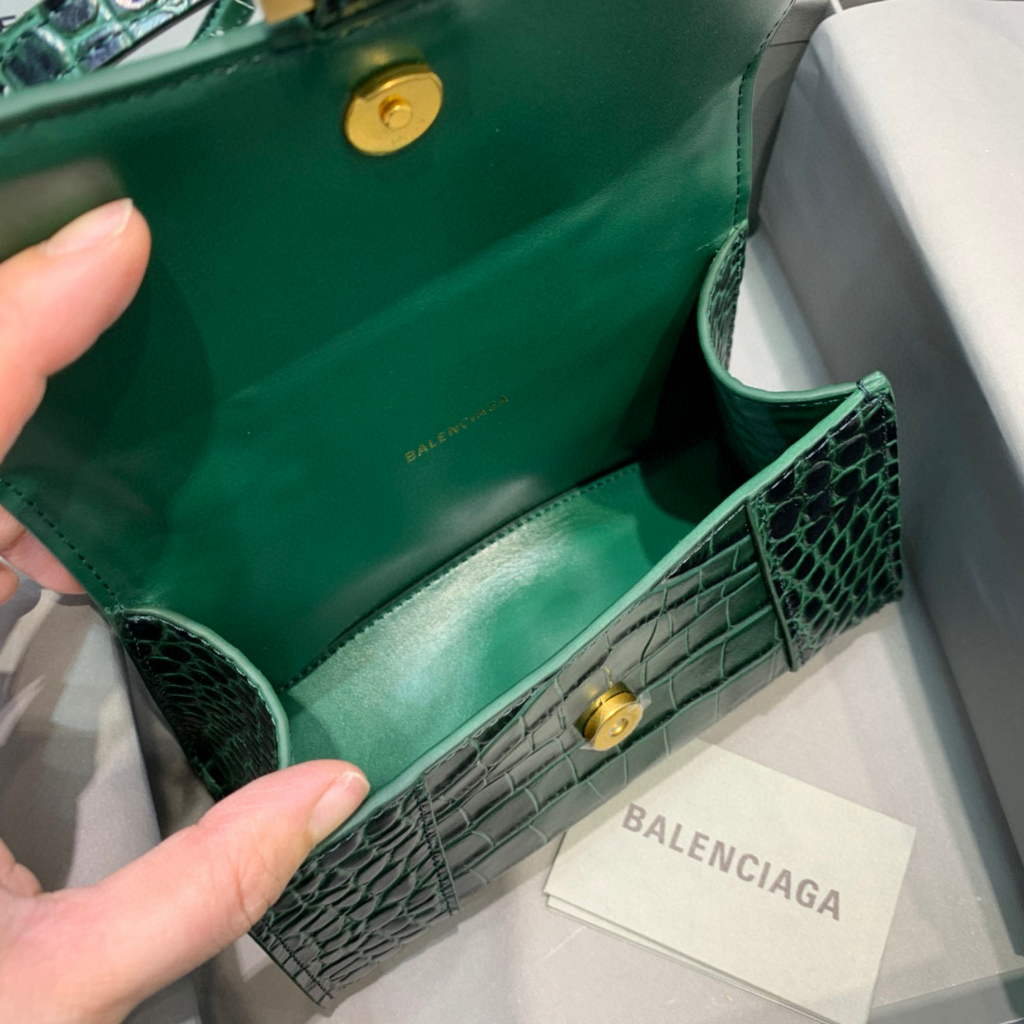 Balenciaga 592833 Hourglass XS Top Handle Bag Dark Green