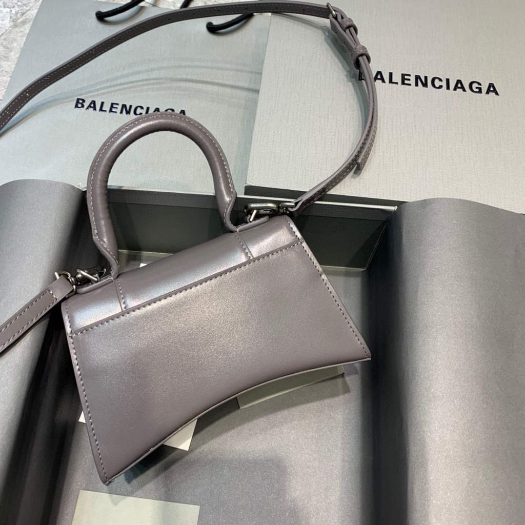 Balenciaga 592833 Hourglass XS Top Handle Leather Bag Gray
