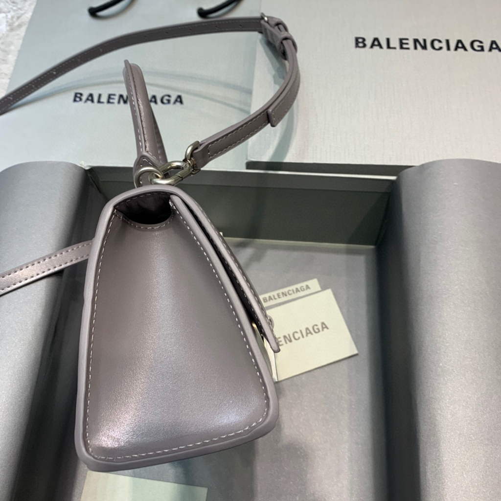 Balenciaga 592833 Hourglass XS Top Handle Leather Bag Gray