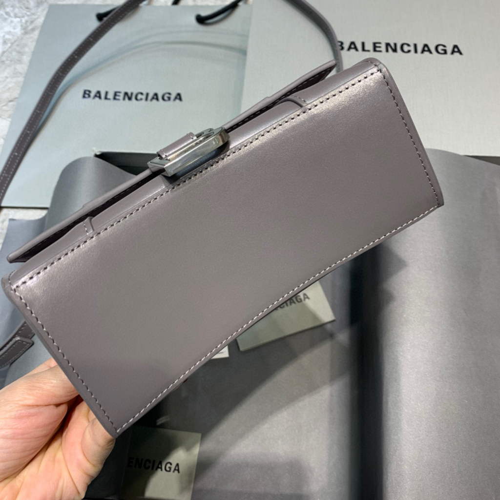 Balenciaga 592833 Hourglass XS Top Handle Leather Bag Gray