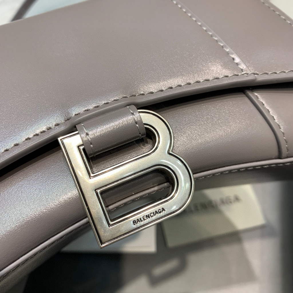 Balenciaga 592833 Hourglass XS Top Handle Leather Bag Gray