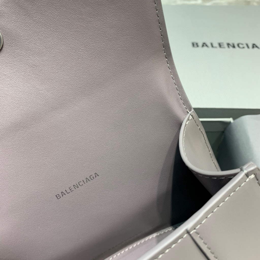 Balenciaga 592833 Hourglass XS Top Handle Leather Bag Gray