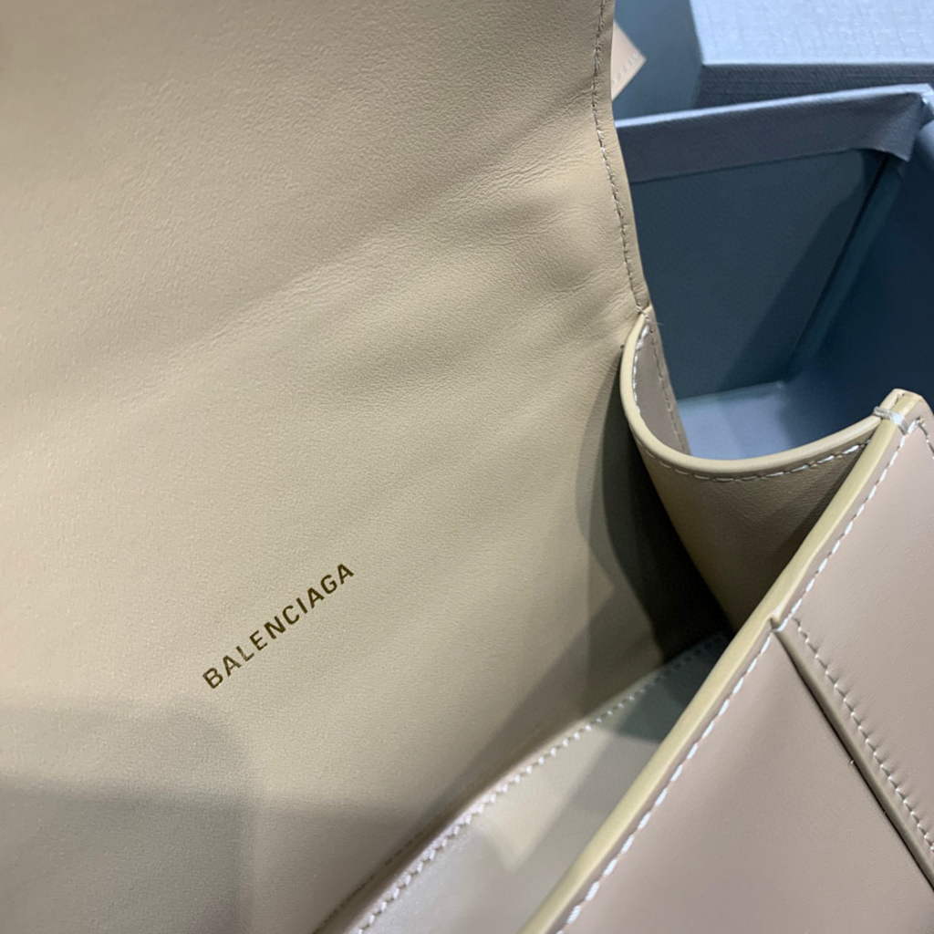 Balenciaga 592833 Hourglass XS Top Handle Leather Bag Apricot