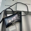 Balenciaga 592833 Hourglass XS Top Handle Leather Bag Black Silver - Default Title - View 1