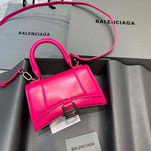 Balenciaga 592833 Hourglass XS Top Handle Leather Bag Plum - Default Title - View 1