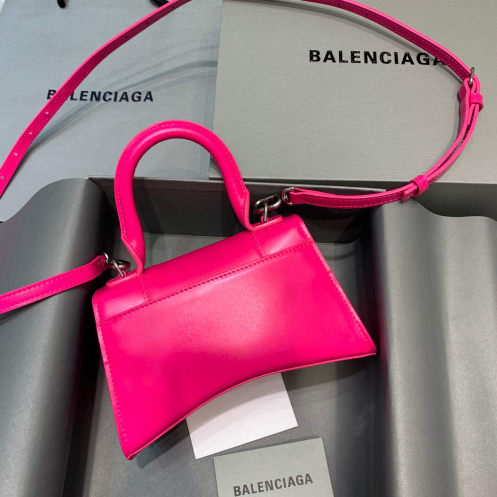 Balenciaga 592833 Hourglass XS Top Handle Leather Bag Plum