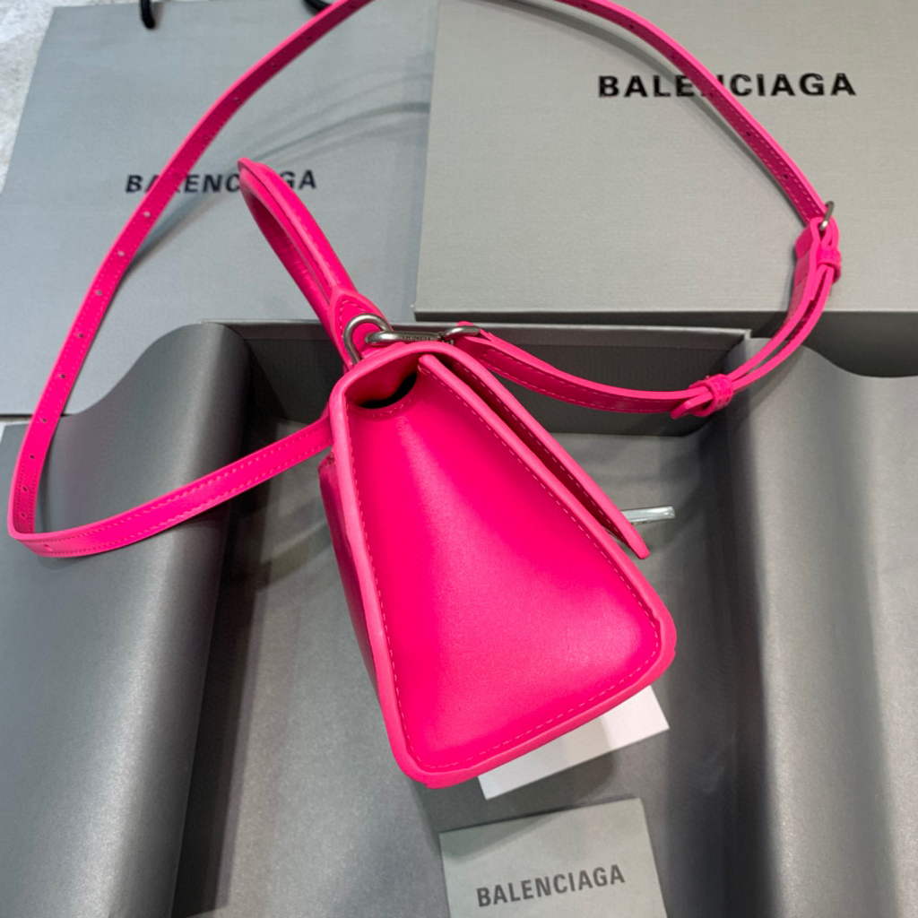Balenciaga 592833 Hourglass XS Top Handle Leather Bag Plum