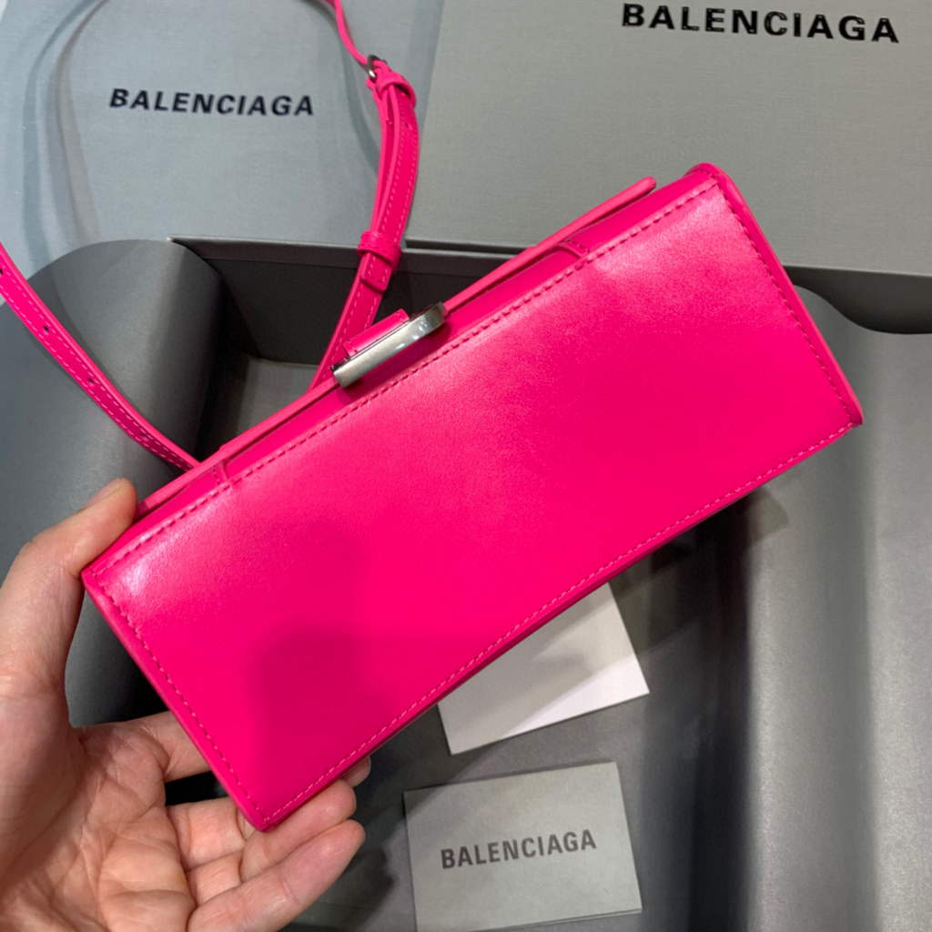 Balenciaga 592833 Hourglass XS Top Handle Leather Bag Plum