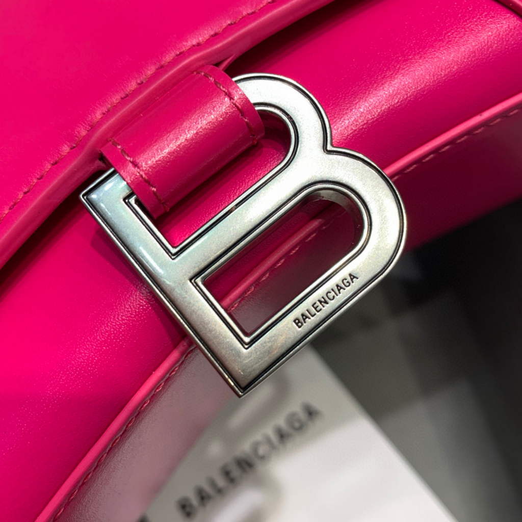 Balenciaga 592833 Hourglass XS Top Handle Leather Bag Plum
