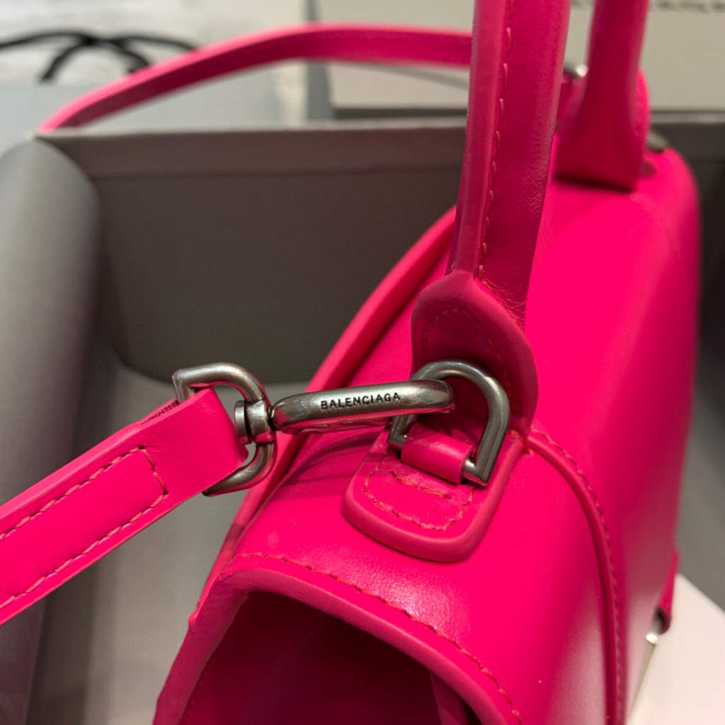 Balenciaga 592833 Hourglass XS Top Handle Leather Bag Plum