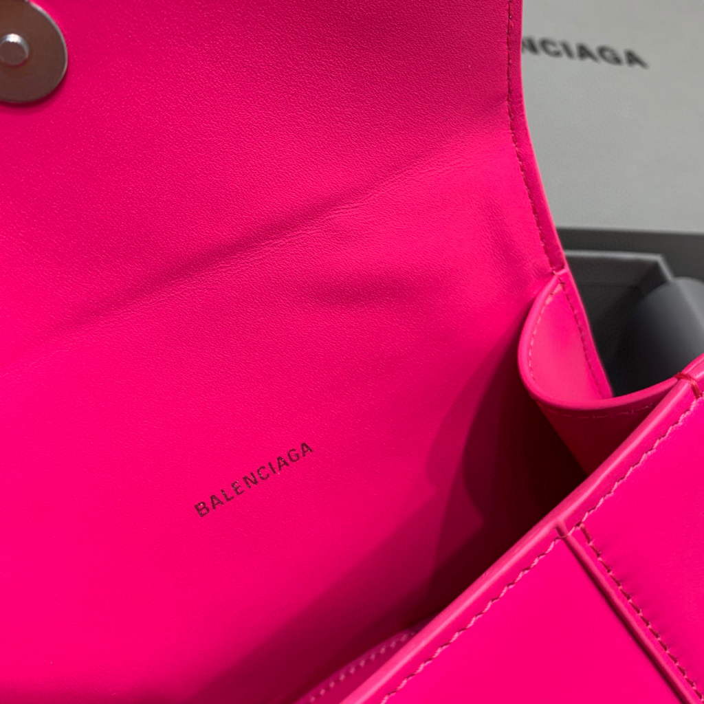 Balenciaga 592833 Hourglass XS Top Handle Leather Bag Plum
