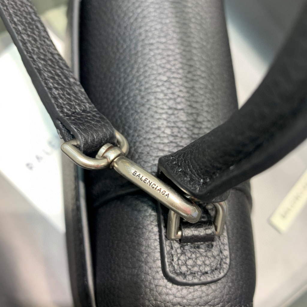 Balenciaga 592833 Hourglass XS Top Handle Leather HandBag Black
