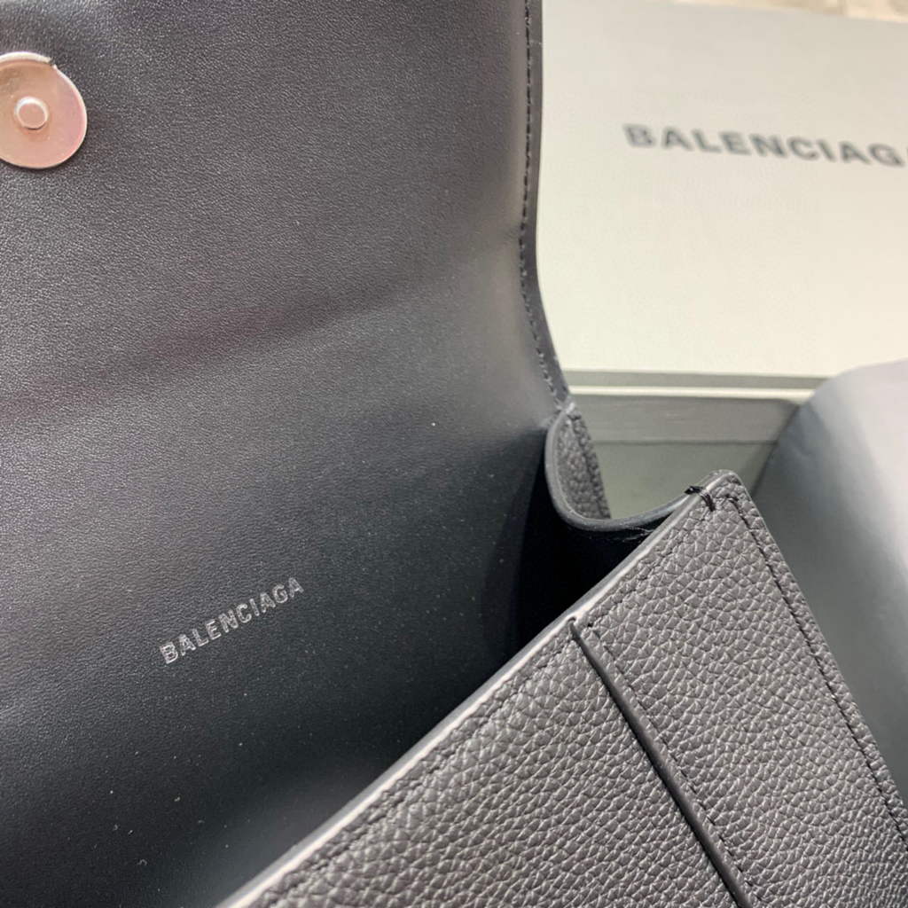 Balenciaga 592833 Hourglass XS Top Handle Leather HandBag Black