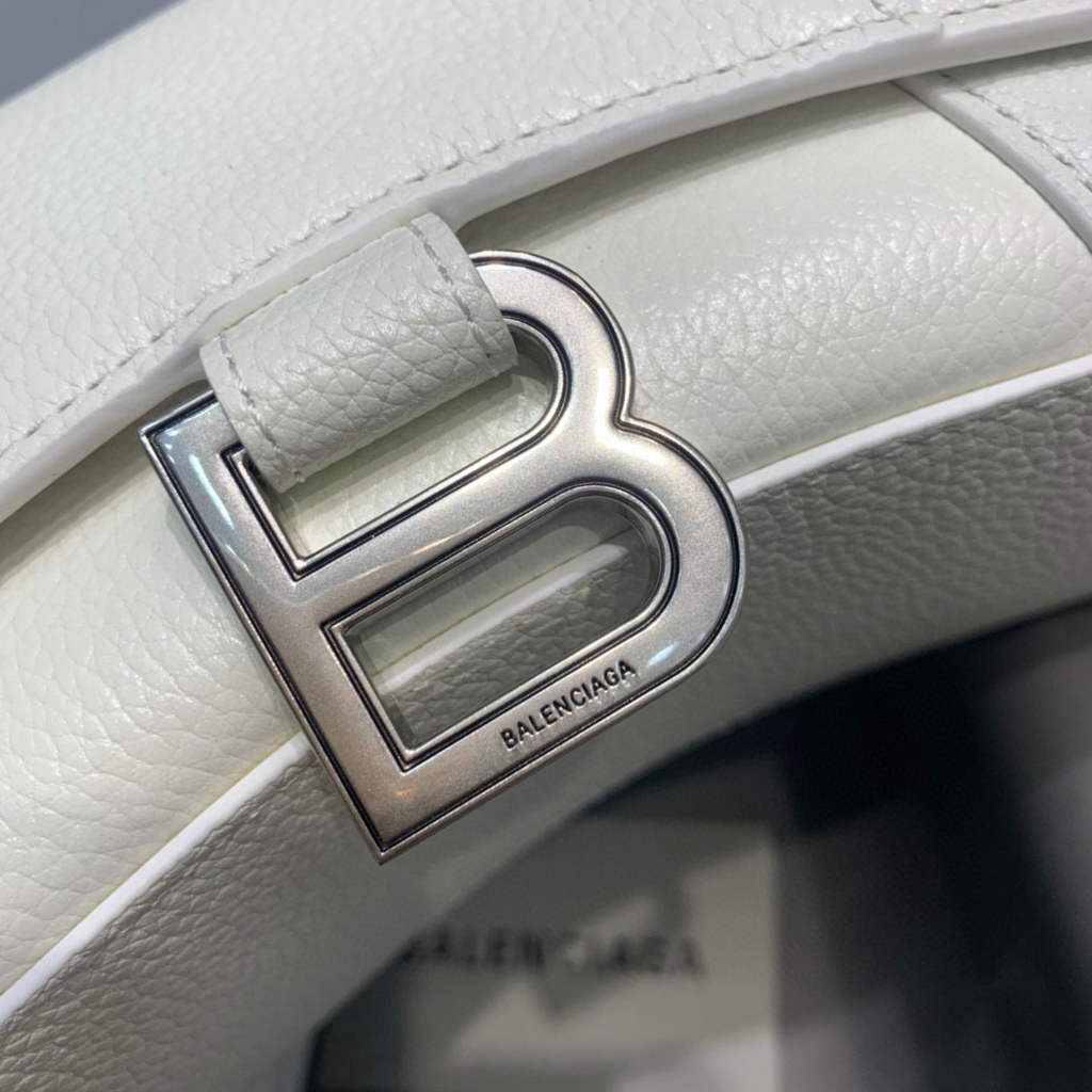 Balenciaga 592833 Hourglass XS Top Handle Leather HandBag White