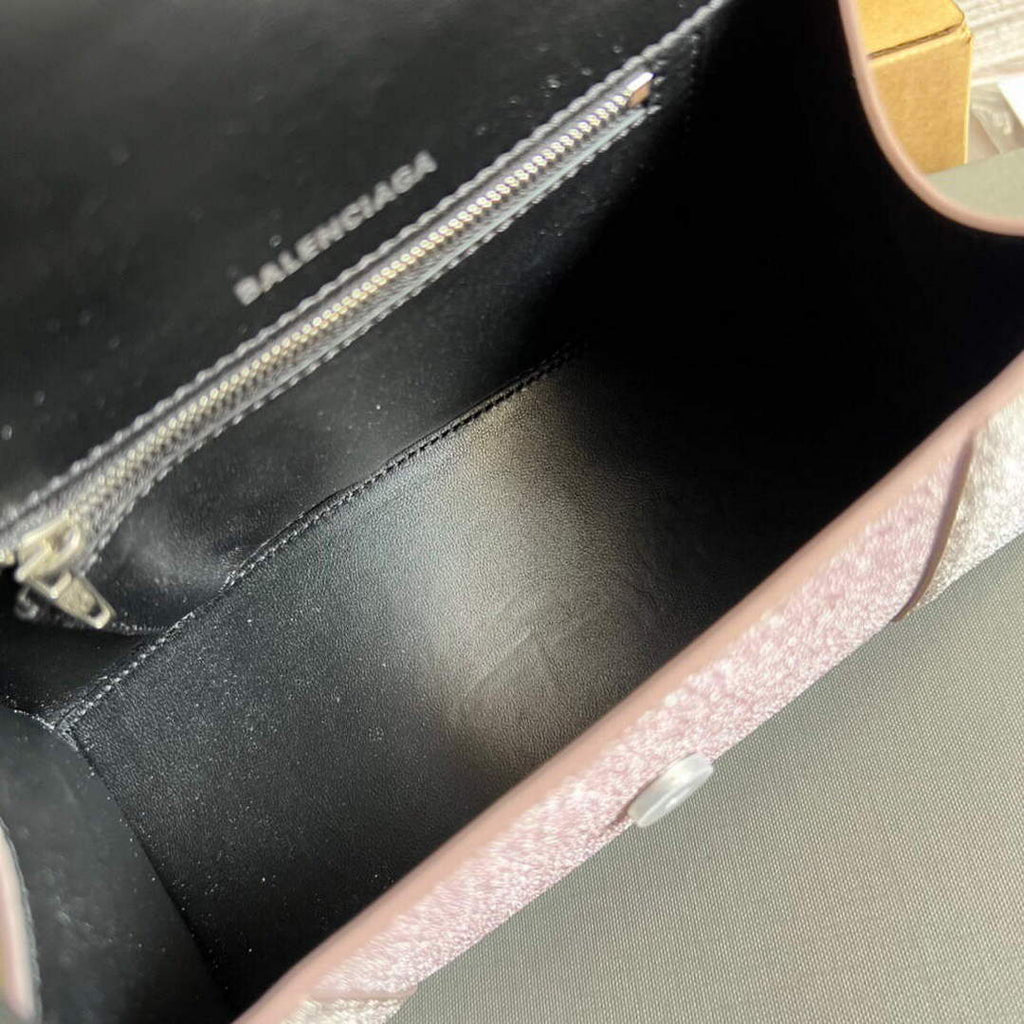 Balenciaga 593546 Flash drilling Hourglass Small Top Handle Bag Pink
