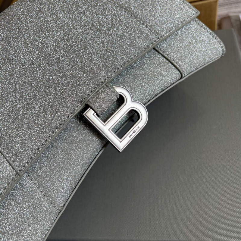 Balenciaga 593546 Flash drilling Hourglass Small Top Handle Bag Gray