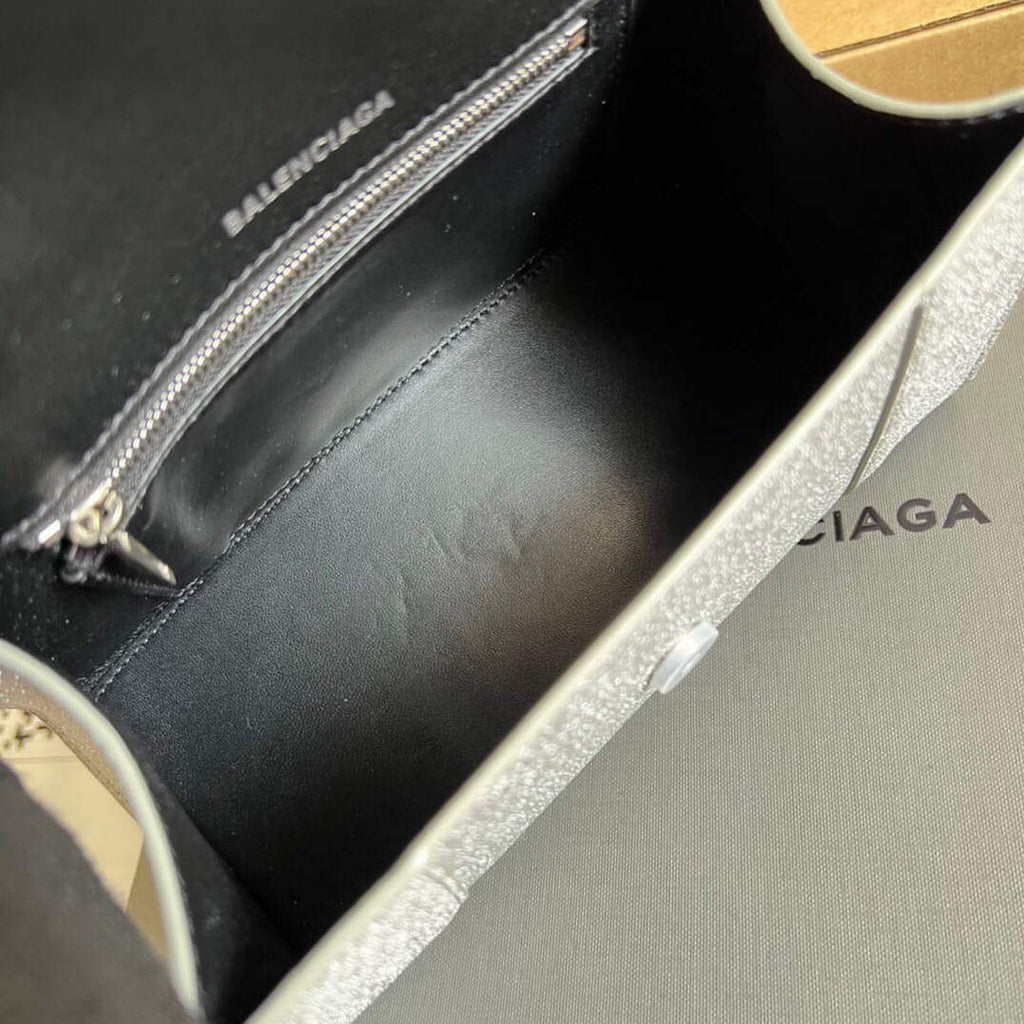 Balenciaga 593546 Flash drilling Hourglass Small Top Handle Bag Gray
