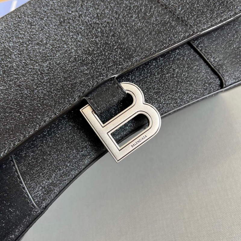 Balenciaga 593546 Flash drilling Hourglass Small Top Handle Bag Black