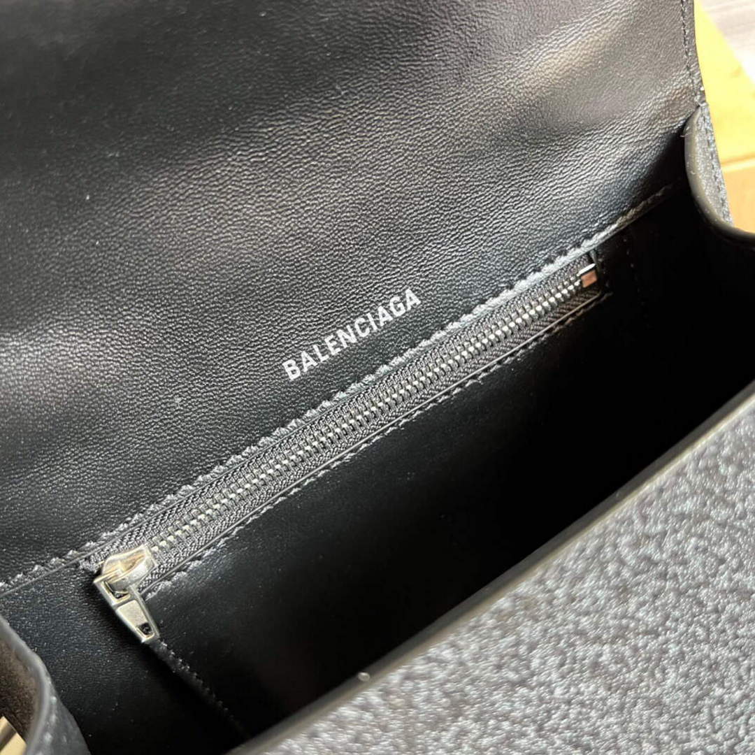 Balenciaga 593546 Flash drilling Hourglass Small Top Handle Bag Black