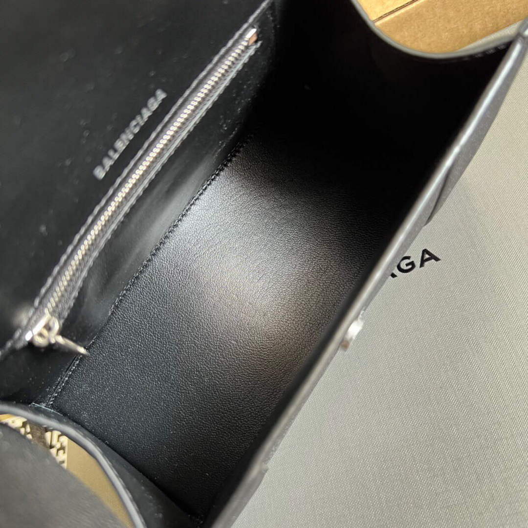 Balenciaga 593546 Flash drilling Hourglass Small Top Handle Bag Black