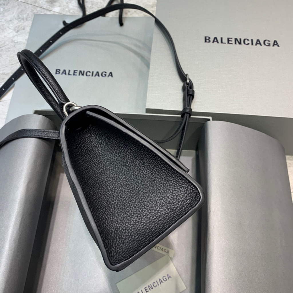Balenciaga 593546 Hourglass Small Top Handle Bag Black