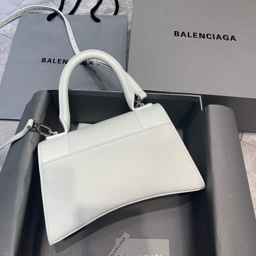 Balenciaga 593546 Hourglass Small Top Handle Bag White