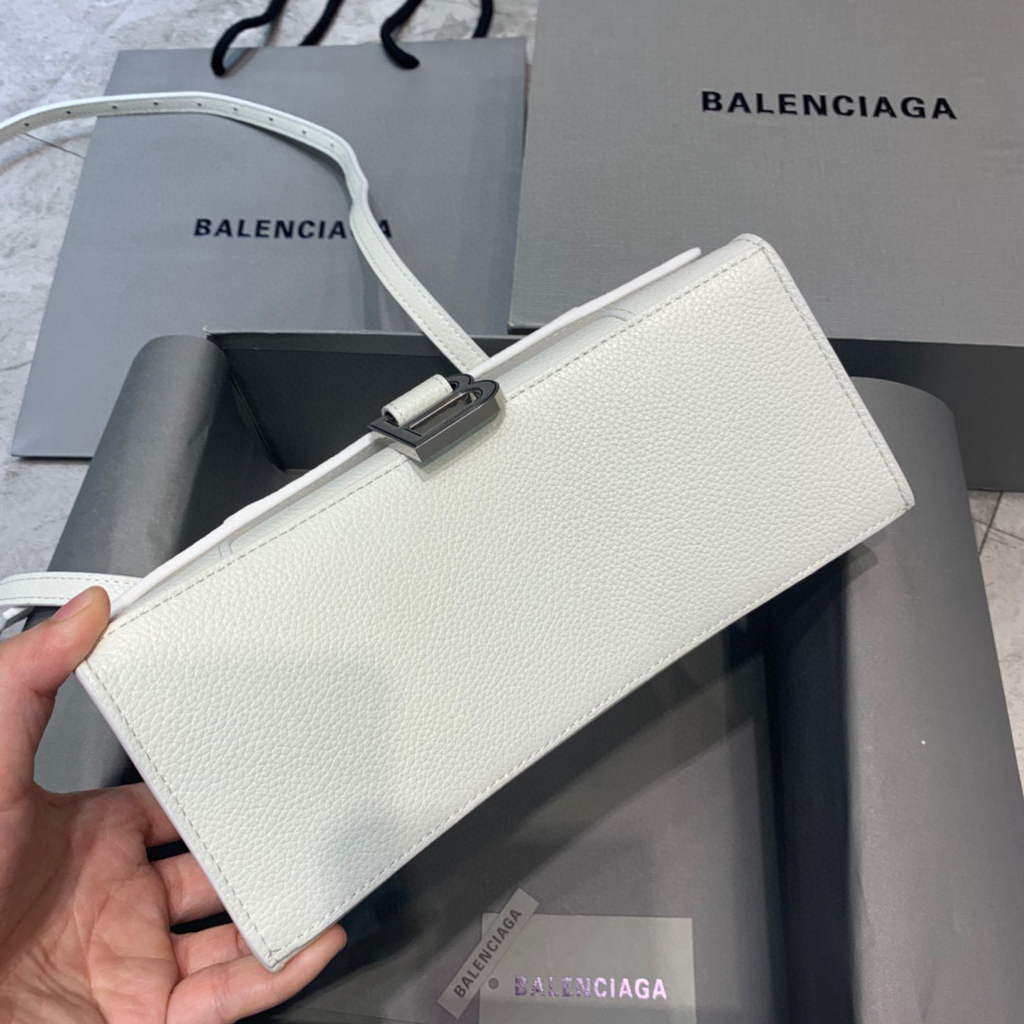 Balenciaga 593546 Hourglass Small Top Handle Bag White