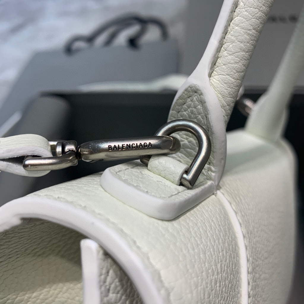Balenciaga 593546 Hourglass Small Top Handle Bag White