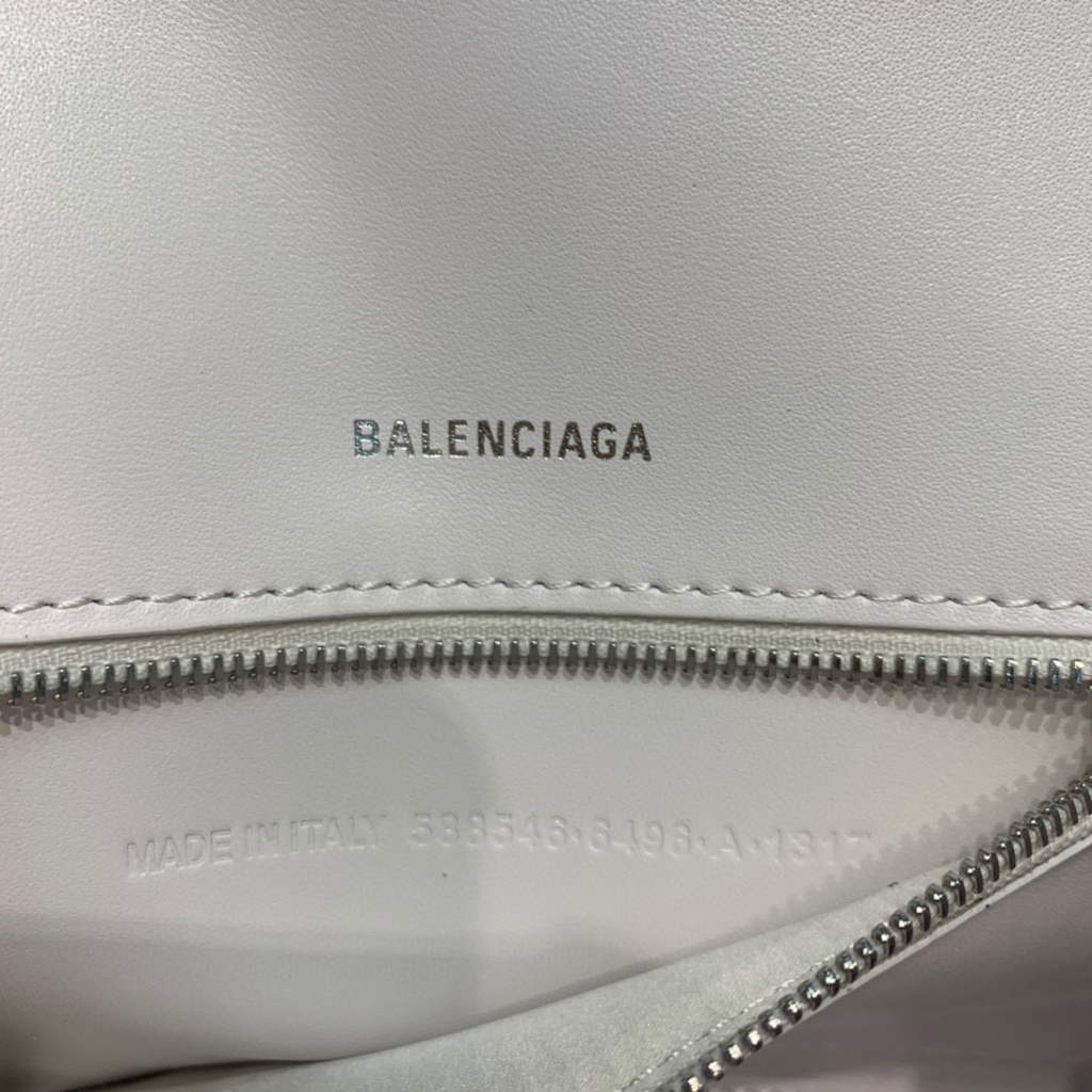 Balenciaga 593546 Hourglass Small Top Handle Bag White