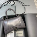 Balenciaga 593546 Hourglass Small Top Handle Calfskin Bag Gray - Default Title - View 1