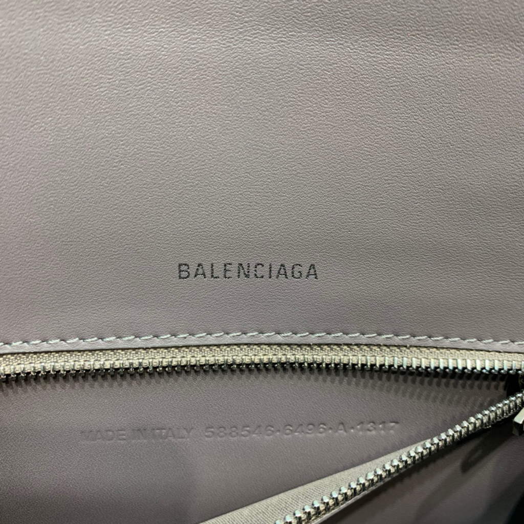 Balenciaga 593546 Hourglass Small Top Handle Calfskin Bag Gray