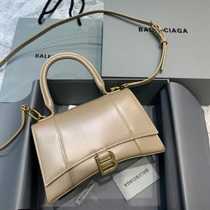Balenciaga 593546 Hourglass Small Top Handle Calfskin Bag Apricot - Default Title - View 1