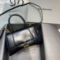 Balenciaga 593546 Hourglass Small Top Handle Calfskin Bag Black Gold - Default Title - View 1