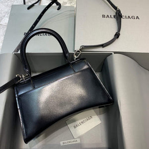 Balenciaga 593546 Hourglass Small Top Handle Calfskin Bag Black Silver - Default Title - View 2