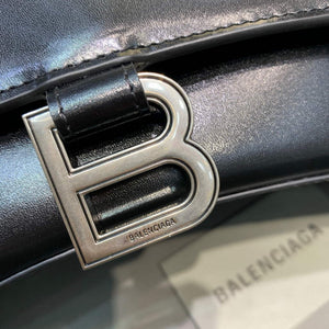 Balenciaga 593546 Hourglass Small Top Handle Calfskin Bag Black Silver - Default Title - View 5