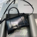 Balenciaga 593546 Hourglass Small Top Handle Calfskin Bag Black - Default Title - View 1