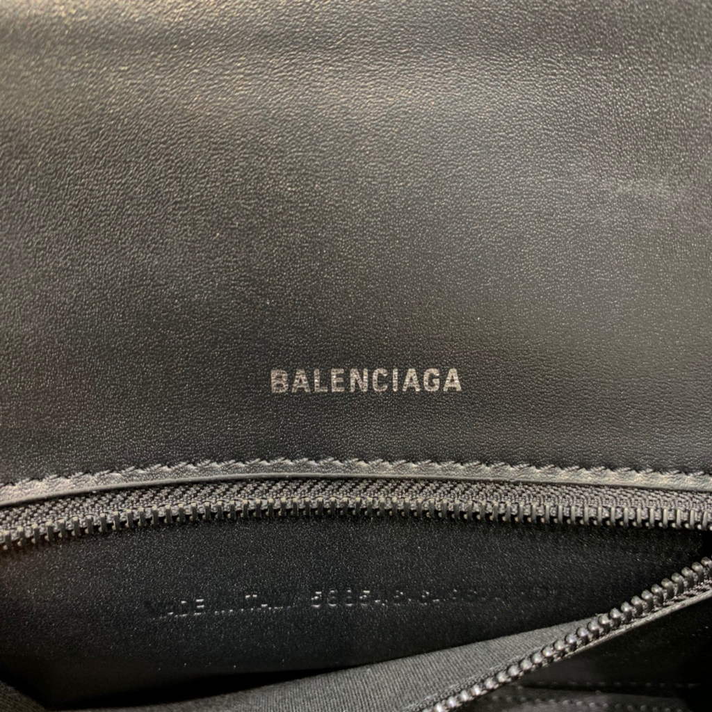 Balenciaga 593546 Hourglass Small Top Handle Calfskin Bag Black