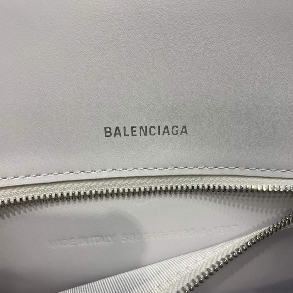 Balenciaga 593546 Hourglass Small Top Handle Calfskin Bag White