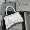 Balenciaga 593546 Hourglass Small Top Handle Calfskin Bag White Silver - Default Title - View 1