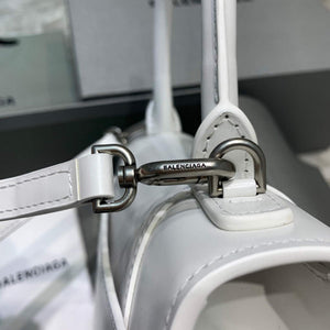 Balenciaga 593546 Hourglass Small Top Handle Calfskin Bag White Silver - Default Title - View 6