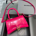 Balenciaga 593546 Hourglass Small Top Handle Calfskin Bag Plum Gold - Default Title - View 1