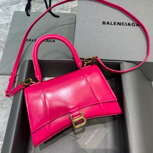 Balenciaga 593546 Hourglass Small Top Handle Calfskin Bag Plum Gold - Default Title - View 1