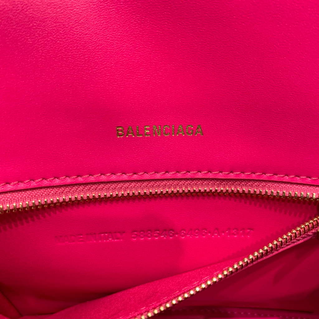 Balenciaga 593546 Hourglass Small Top Handle Calfskin Bag Plum Gold