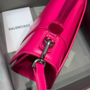 Balenciaga 593546 Hourglass Small Top Handle Calfskin Bag Plum Silver - Default Title - View 6