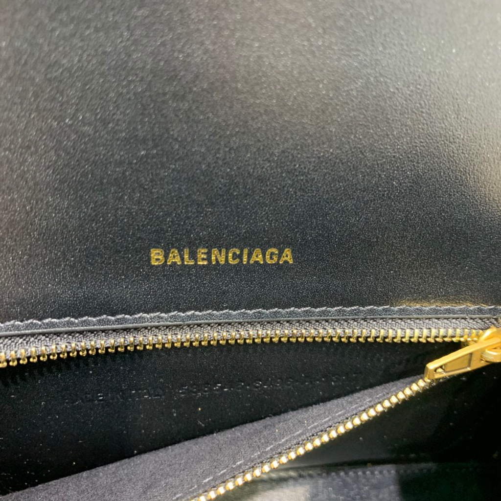 Balenciaga 593546 Hourglass Small Top Handle Crocodile Bag Gold