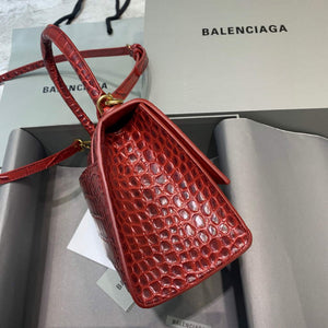 Balenciaga 593546 Hourglass Small Top Handle Crocodile Bag Red - Default Title - View 3