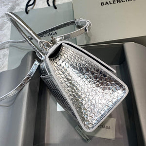 Balenciaga 593546 Hourglass Small Top Handle Crocodile Bag Silver - Default Title - View 3