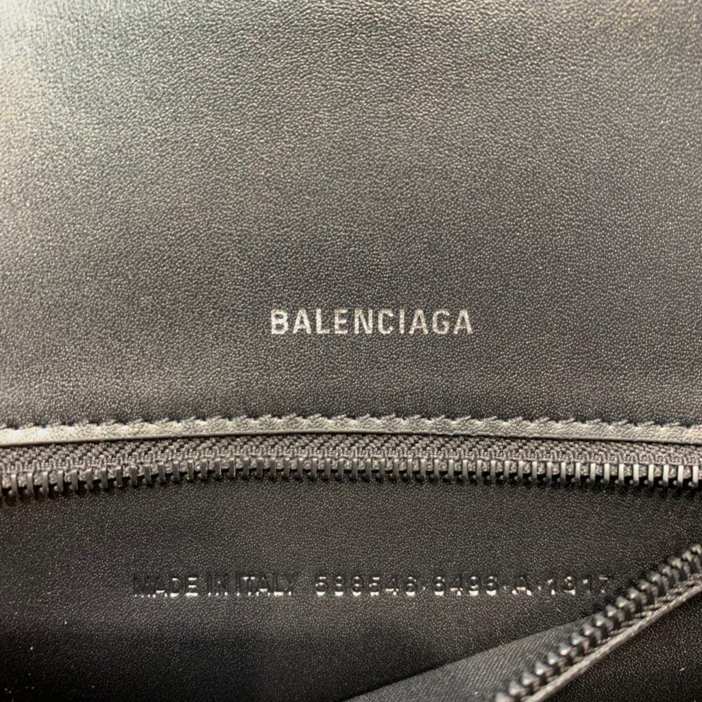 Balenciaga 593546 Hourglass Small Top Handle Crocodile Bag Black