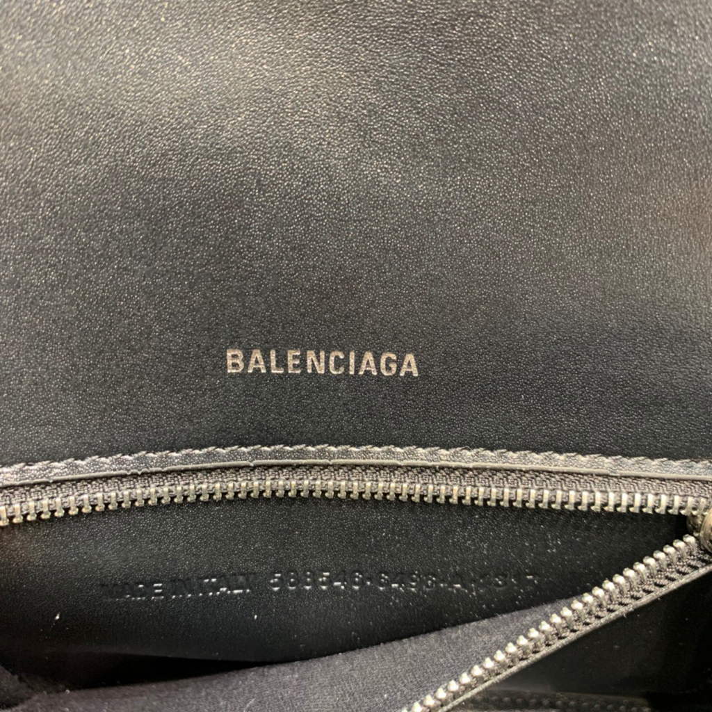 Balenciaga 593546 Hourglass Small Top Handle Crocodile Bag Silver
