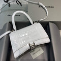 Balenciaga 593546 Hourglass Small Top Handle Crocodile Bag White - Default Title - View 1